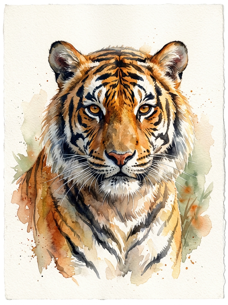Realistic tiger watercolor by Dylan Scott Pierce